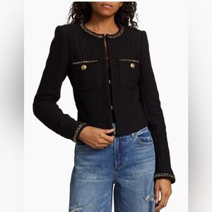 Alice and Olivia Shiloh Embellished Cotton Tweed Jacket